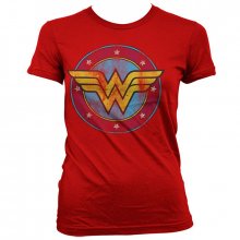 Dámské tričko Wonder Woman Distressed Logo červené