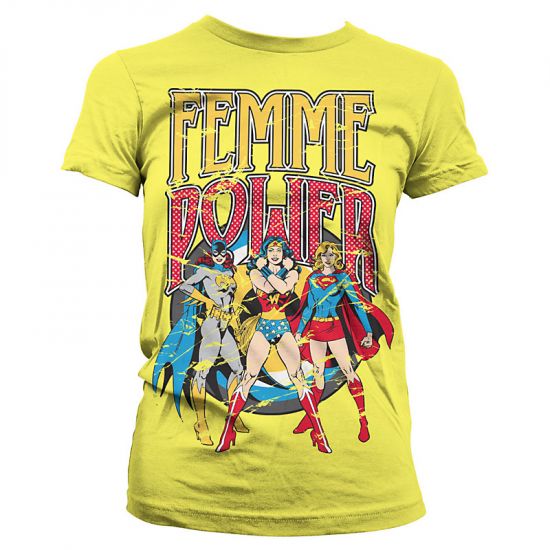 Dámské tričko DC Comics Femme Power Žluté - Kliknutím na obrázek zavřete