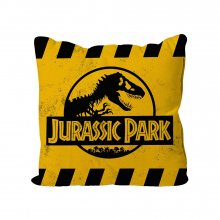 Jurassic Park polštářek Caution Yellow Logo 40 x 40 cm