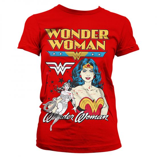 Wonder Woman Posing Červené Dámské tričko - Kliknutím na obrázek zavřete