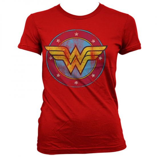 Dámské tričko Wonder Woman Distressed Logo červené - Kliknutím na obrázek zavřete