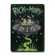 Rick & Morty kovová tabulka Spaceship 15 x 21 cm
