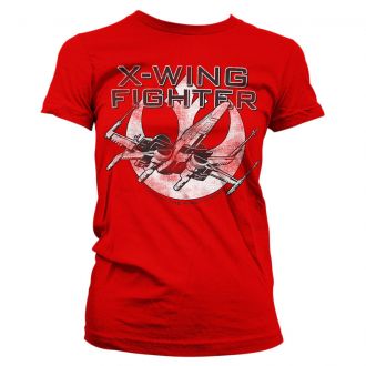 Červené dámské tričko Star Wars Episode VII X-Wing Fighter XL