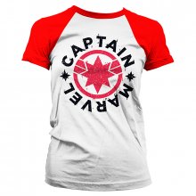 Dámské tričko s červeným rukávem Captain Marvel Shield