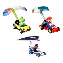 Mario Kart Hot Wheels Diecast Vehicle 3-Pack 1/64 Yoshi, Waluigi
