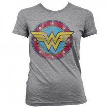 Dámské tričko Wonder Woman Distressed Logo šedé