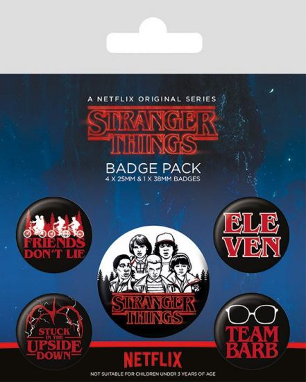 Stranger Things sada odznaků 5-Pack Characters - Kliknutím na obrázek zavřete