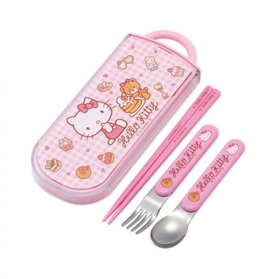 Hello Kitty jídelní hůlky & Spoon & Fork Set Sweety pink - Kliknutím na obrázek zavřete
