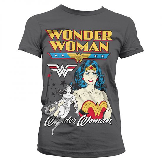 Wonder Woman Posing Dámské tričko Grey - Kliknutím na obrázek zavřete