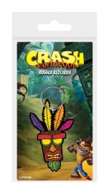 Crash Bandicoot gumový přívěsek na klíče Aku Aku 6 cm