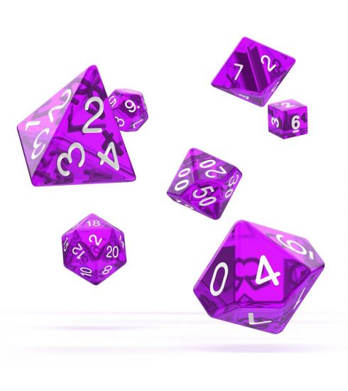 Oakie Doakie Dice RPG Set Translucent - Purple (7) - Kliknutím na obrázek zavřete
