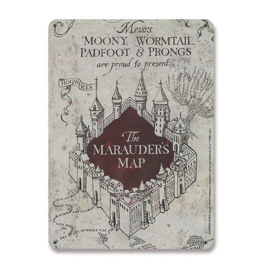Harry Potter kovová tabulka Marauders Map 15 x 21 cm - Kliknutím na obrázek zavřete