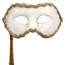 Benátská maska s držátkem bianco con bastone