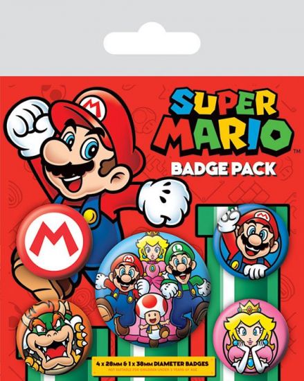 Super Mario sada odznaků 5-Pack - Kliknutím na obrázek zavřete