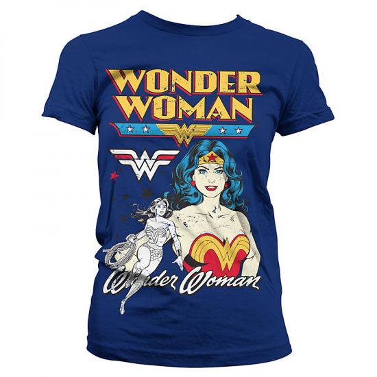 Wonder Woman Posing Dámské tričko modré - Kliknutím na obrázek zavřete