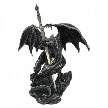 Nůž na dopisy Black Dragon soška drak 23 cm