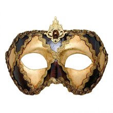 Karnevalová maska Colombina scacchi oro cuoio