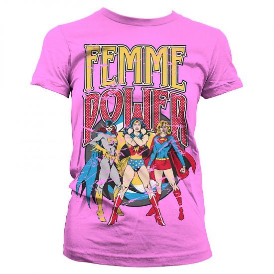Růžové Dámské tričko DC Comics Femme Power - Kliknutím na obrázek zavřete