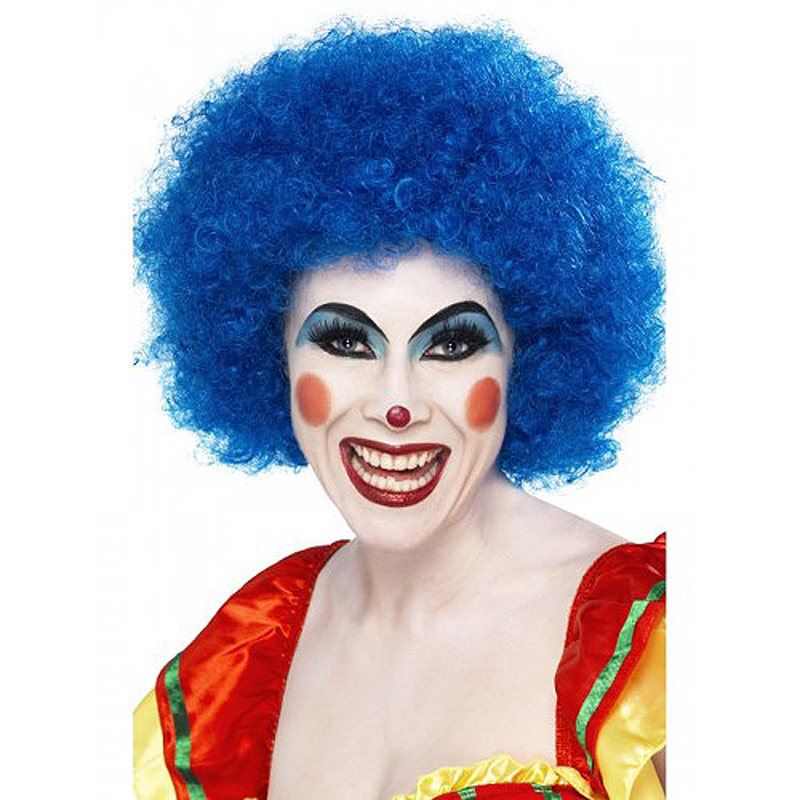 Paruka Afro Crazy klaun modrá
