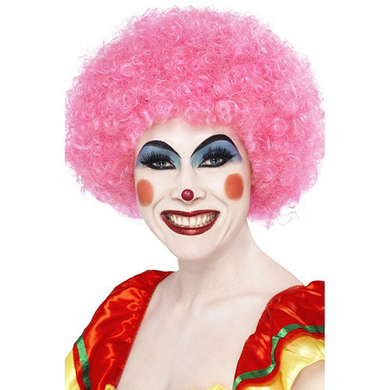 Paruka Afro Crazy klaun růžová