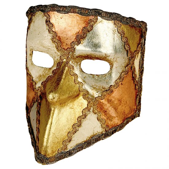 Originální benátská maska Bauta Scacchi Tre Folglie