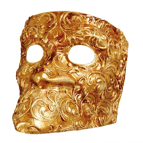Originální benátská maska Bauta Stucco Oro