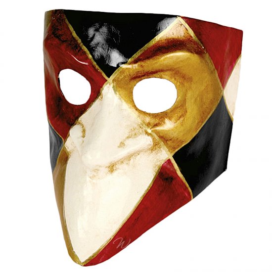 Originální benátská maska Bauta Arlecchino