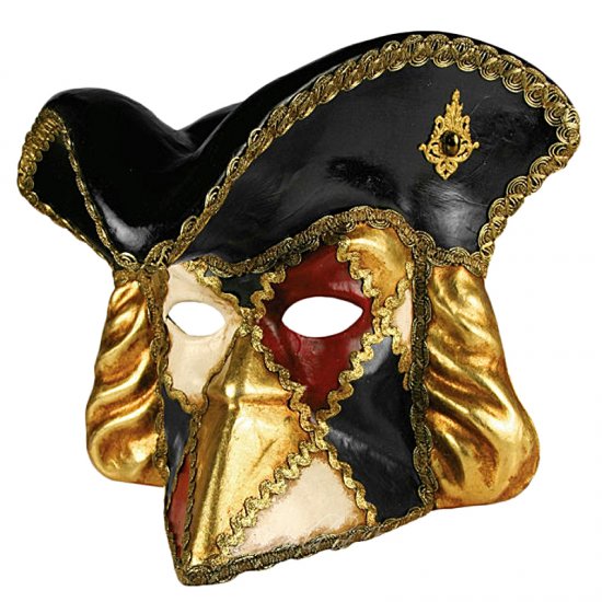 Originální benátská maska Bauta Con Capello Scacchi Colore