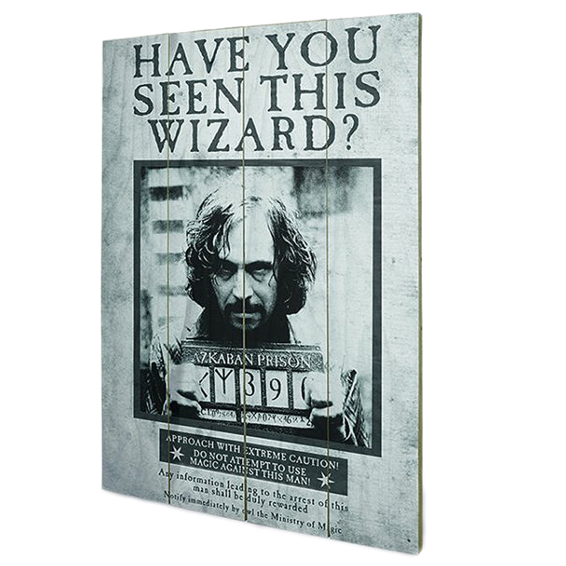 Harry Potter dřevěná nástěnná dekorace Sirius Wanted 40 x 60 cm