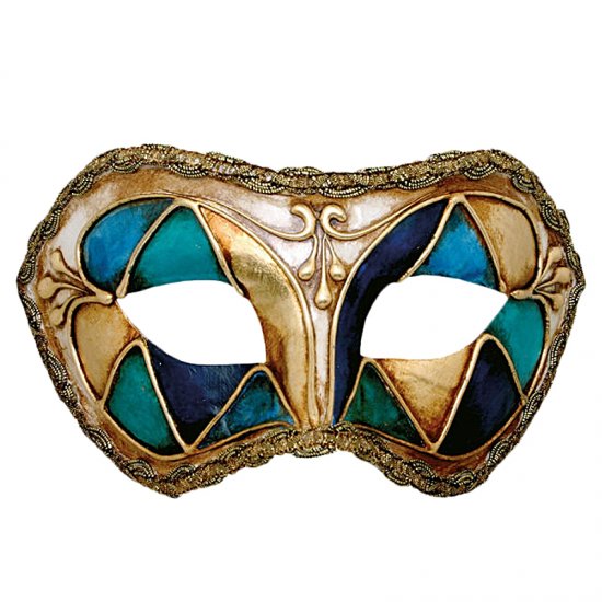 Karnevalová maska Colombina Arlecchino Blu