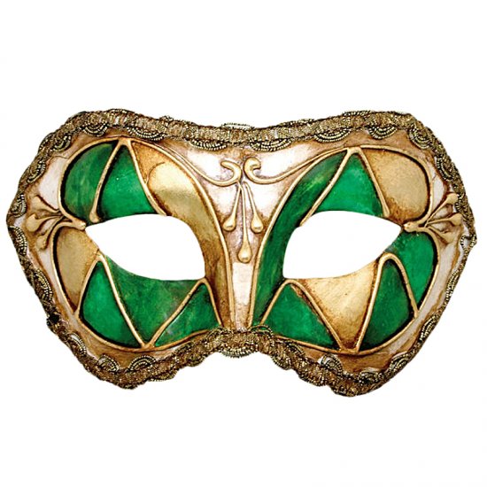 Karnevalová maska Colombina Arlecchino Verde