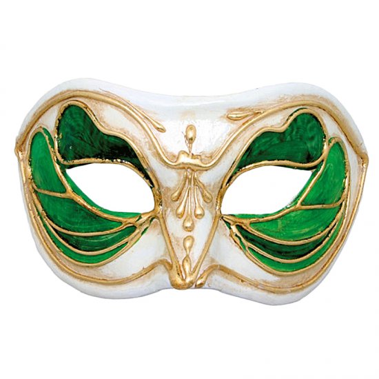 Karnevalová maska Colombina Monica verde bianco