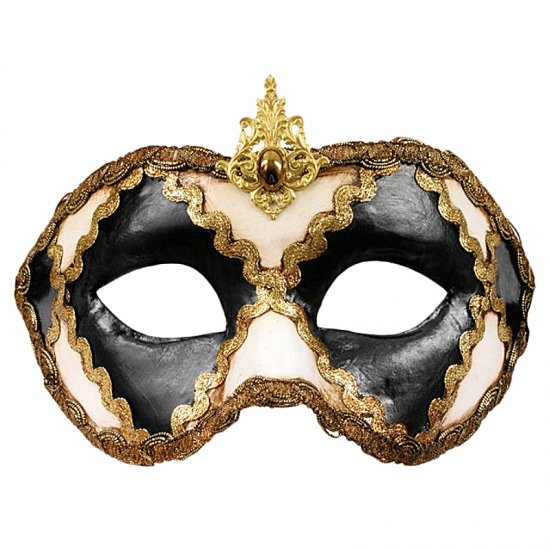 Karnevalová maska Colombina Scacchi Bianco Nero