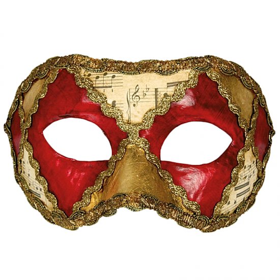 Karnevalová maska Colombina Scacchi Rossa Musica