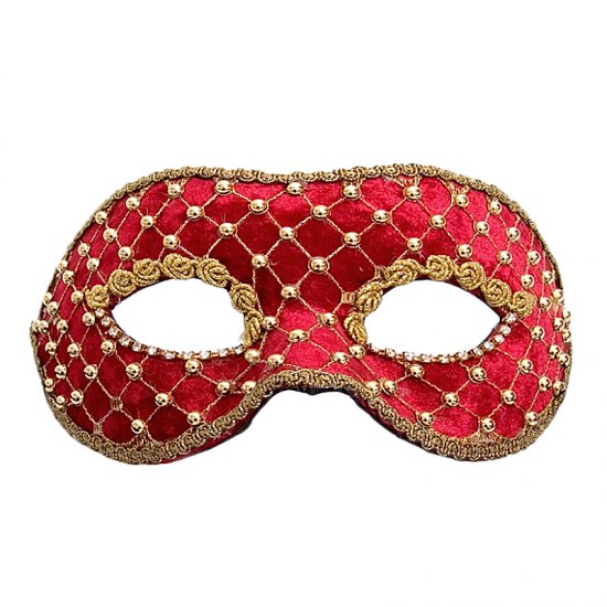 Karnevalová maska Colombina veluto rosso oro