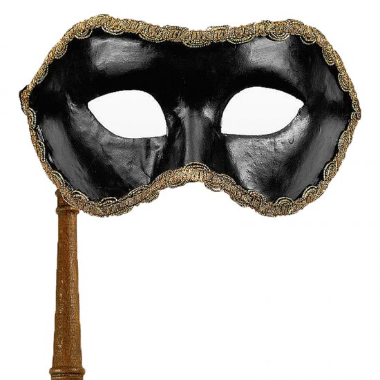 Benátská maska s držátkem black/černá