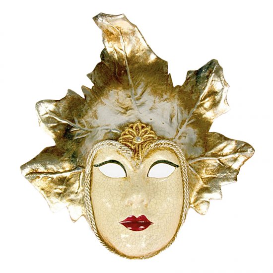 Dekorační benátská maska Volto Foglia Argento