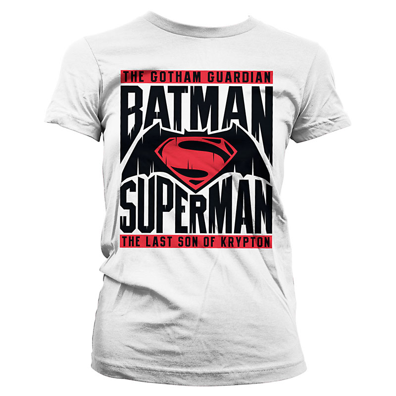 Bílé dámské tričko Batman vs Superman velikost S