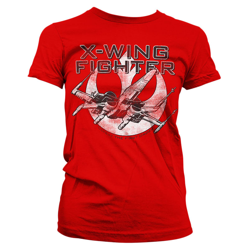 Červené dámské tričko Star Wars Episode VII X-Wing Fighter