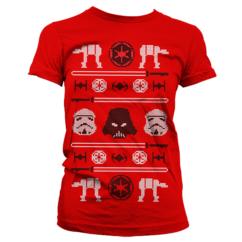 Star Wars červené dámské tričko AT-AT X-Mas Knit