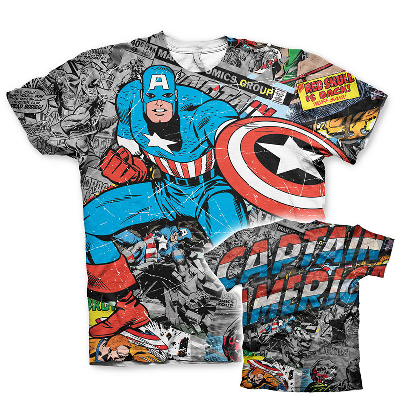 Marvel tričko s potiskem Allover Captain America Comic