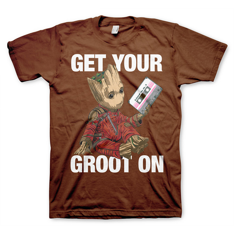 Strážci Galaxie pánské tričko Get Your Groot hnědé