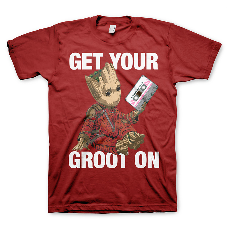 Strážci Galaxie pánské tričko Get Your Groot tmavě červené L