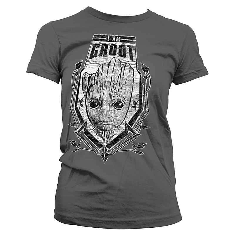 Strážci Galaxie dámské tričko The Groot Distressed šedé