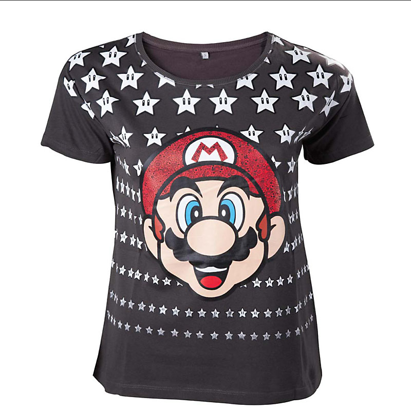 Dámské tričko Nintendo Super Mario with Stars velikost L