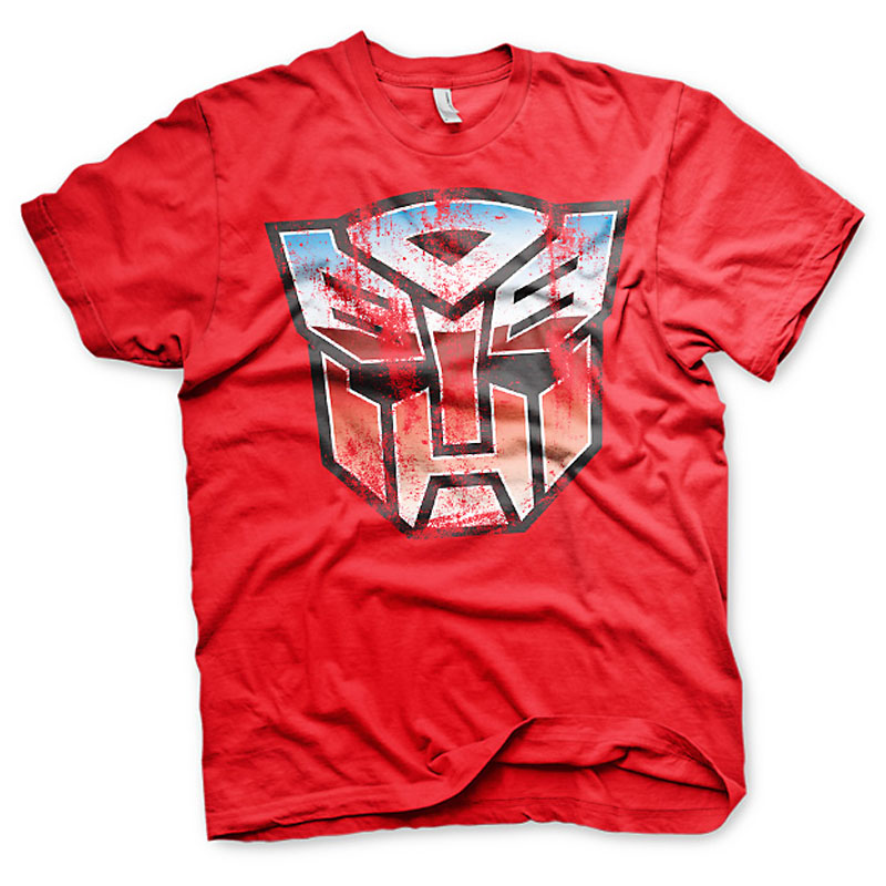 Červené pánské tričko Transformers Autobot Distressed Shield