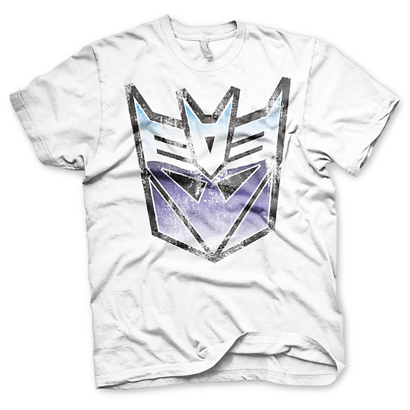 Bílé pánské tričko Transformers Decepticon Distressed Shield