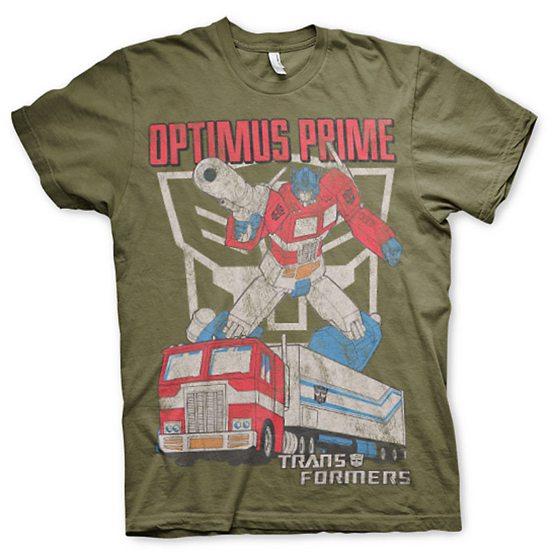 Transformers pánské tričko Optimus Prime Distressed Olivové