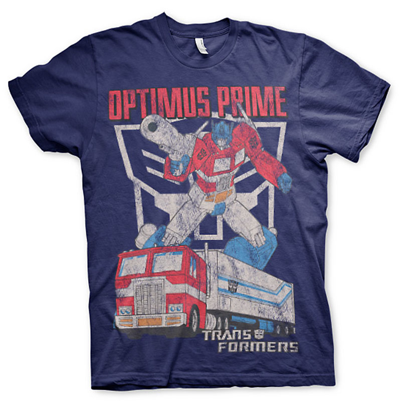 Transformers pánské tričko Optimus Prime Distressed Navy