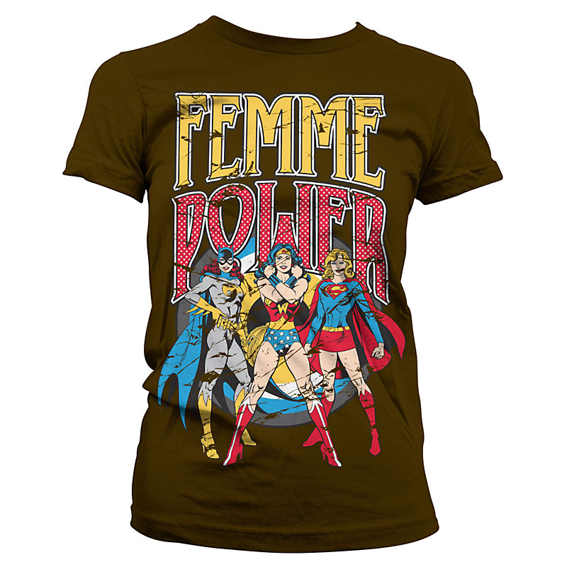 Hnědé Dámské tričko DC Comics Femme Power